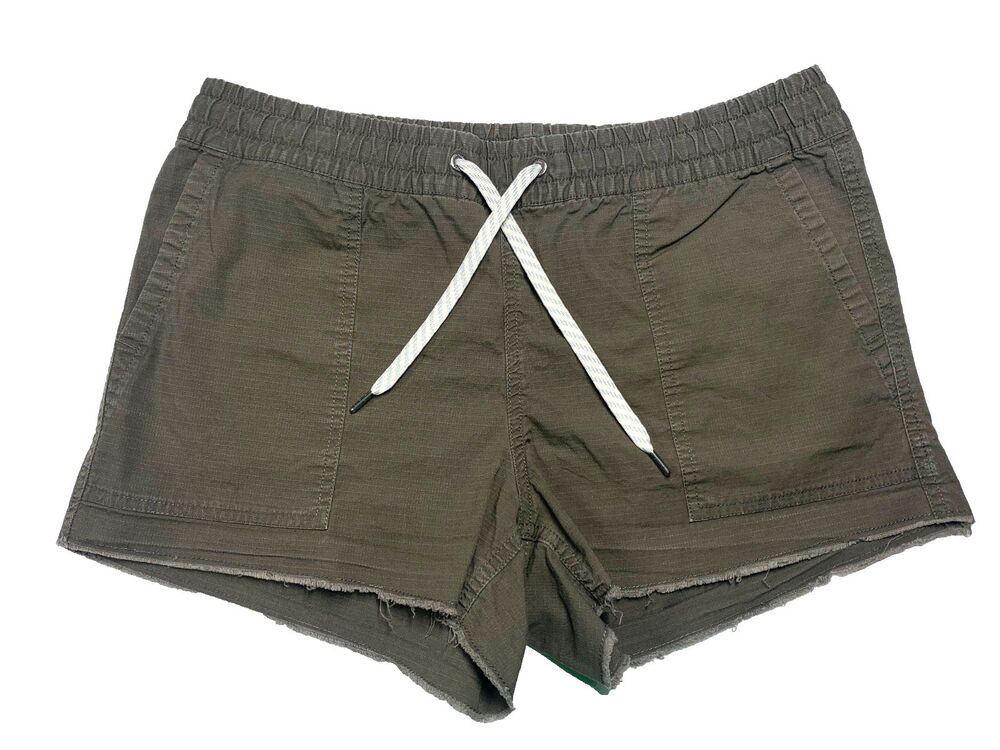 Vuori Vintage Ripstop Shorts Womens Size S Dark Oregano Green Raw Hem